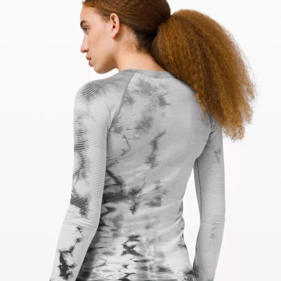 Lululemon Swiftly Tech Long Sleeve 2.0 Shirt Multi Dye White Grey Black Run Size - Picture 2 of 5